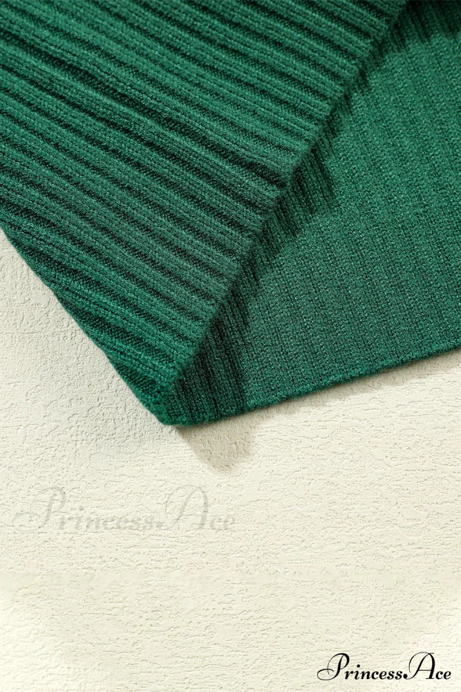 Patch Ribbed Knit Pocket Arm Black Brief Green Sweater Tops