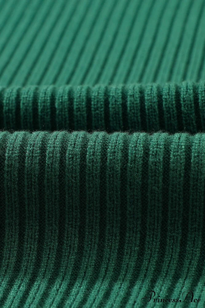 Patch Ribbed Knit Pocket Arm Black Brief Green Sweater Tops