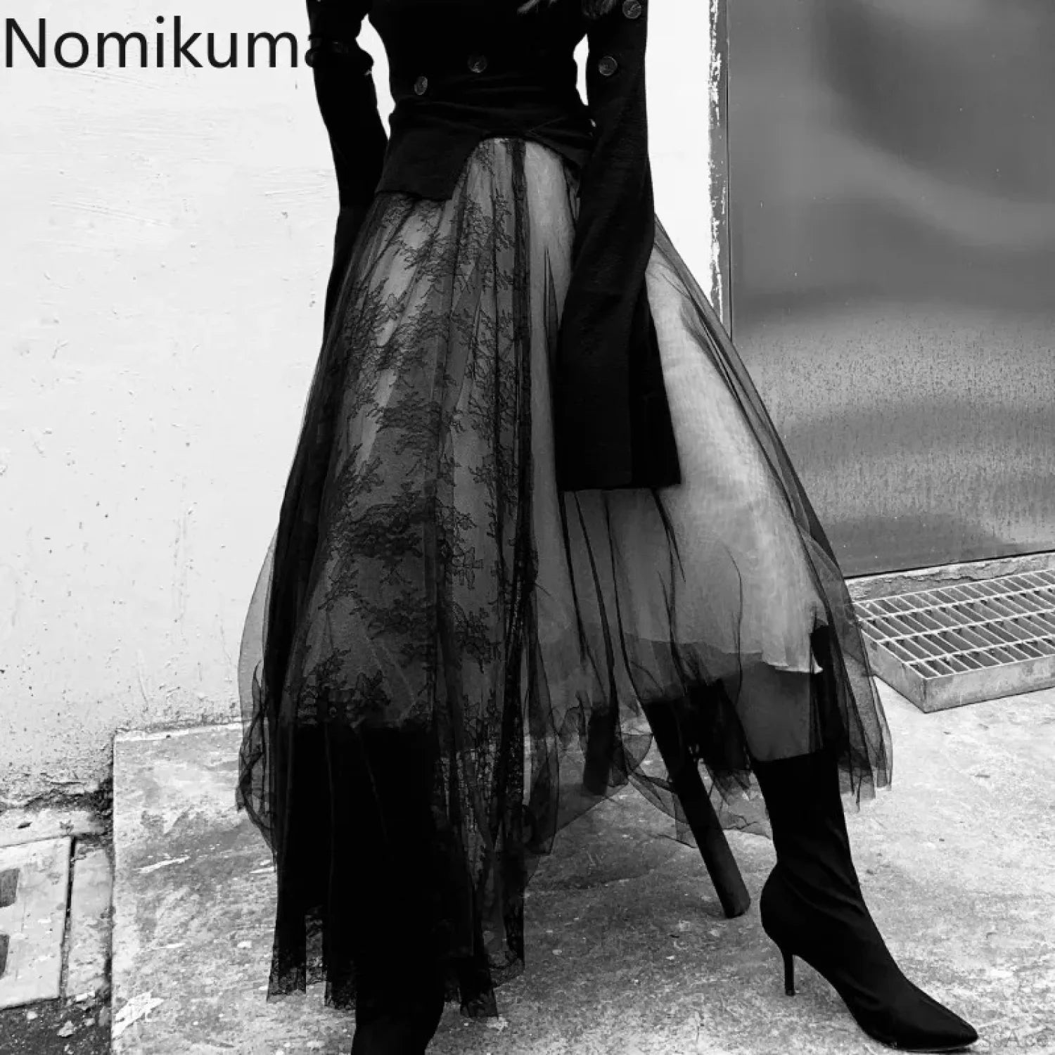 Patchwork Gauze Lace Street Skirt