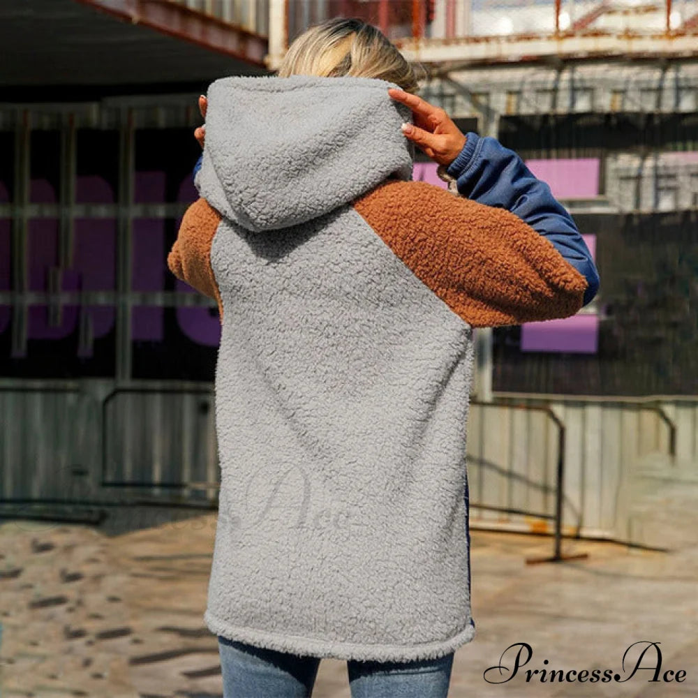 Patchwork Hooded Coat Coats