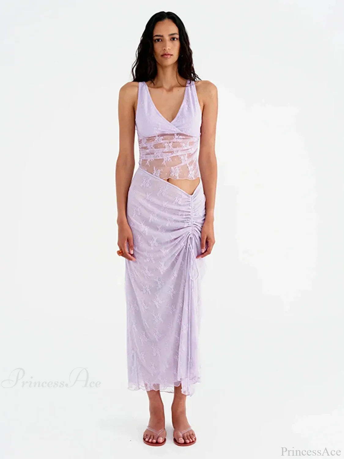 Patchwork Lace V-neck Skirt Vacation Dress Purple / S vacationdress-250223