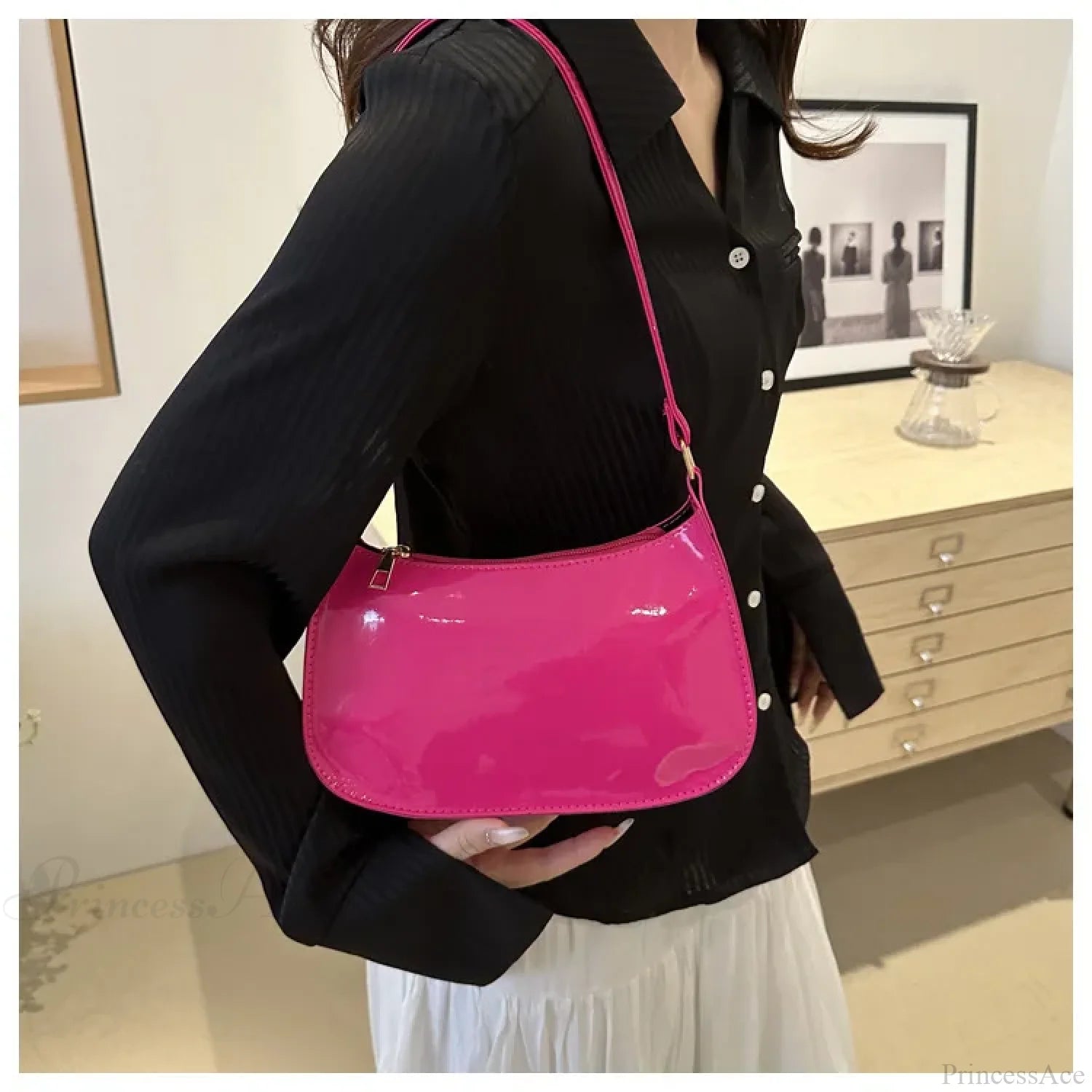 Patent Leather Versatile Fashion Shoulder Bag shoulder-250126