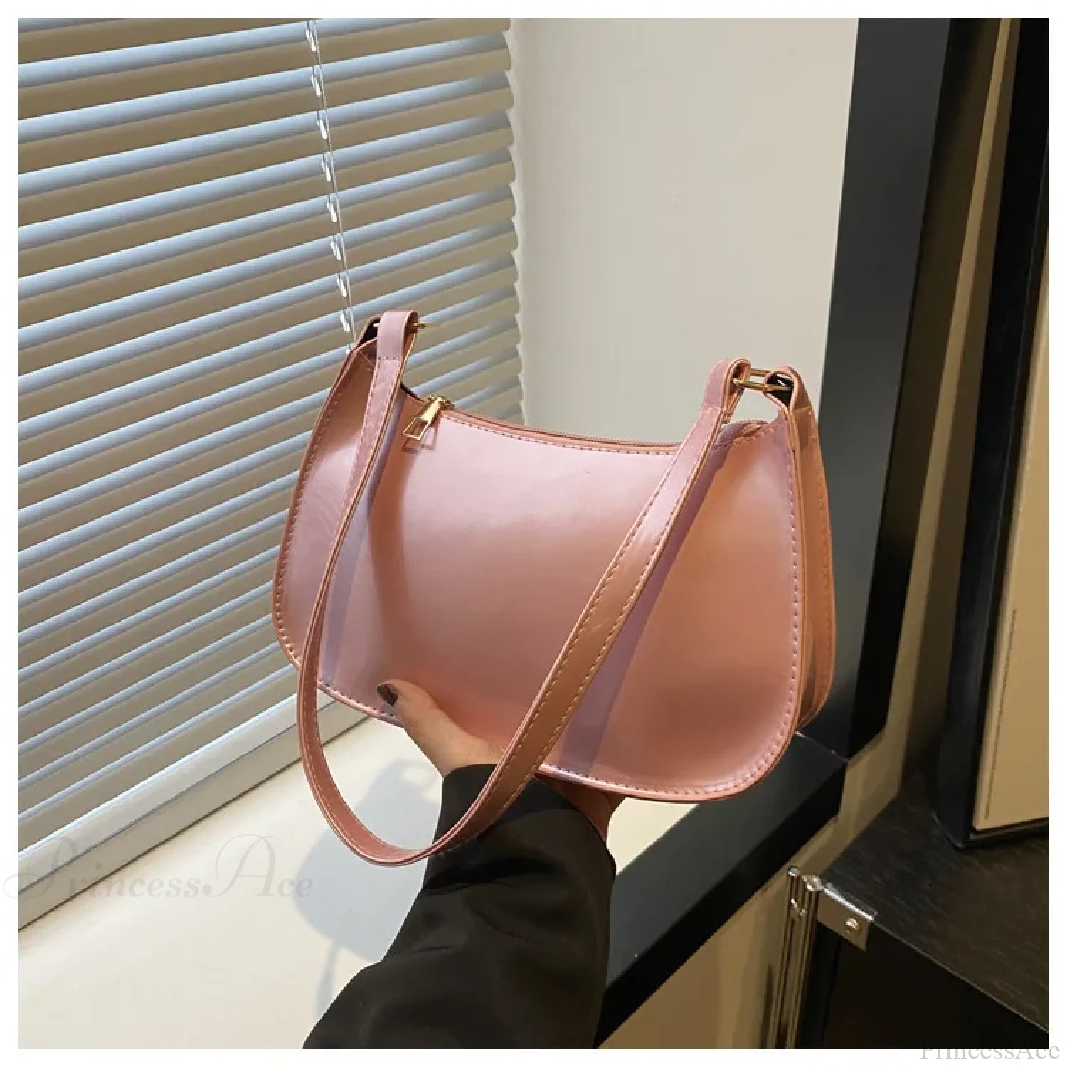 Patent Leather Versatile Fashion Shoulder Bag Pink shoulder-250126