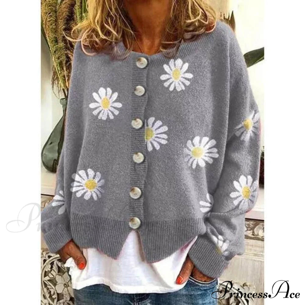 Elegant Casual Printed Knitted Coat Gray also bought Best Sellings cardigan cardigans clothes Plus Size Sale tops Topseller