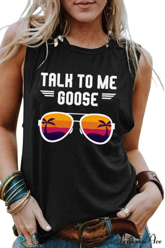 Patterned Goose Sleeveless T-Shirt Black / S Tees