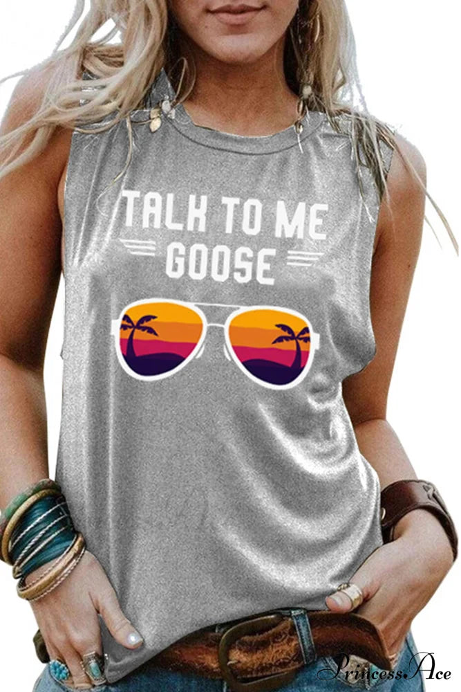 Patterned Goose Sleeveless T-Shirt Grey / S Tees