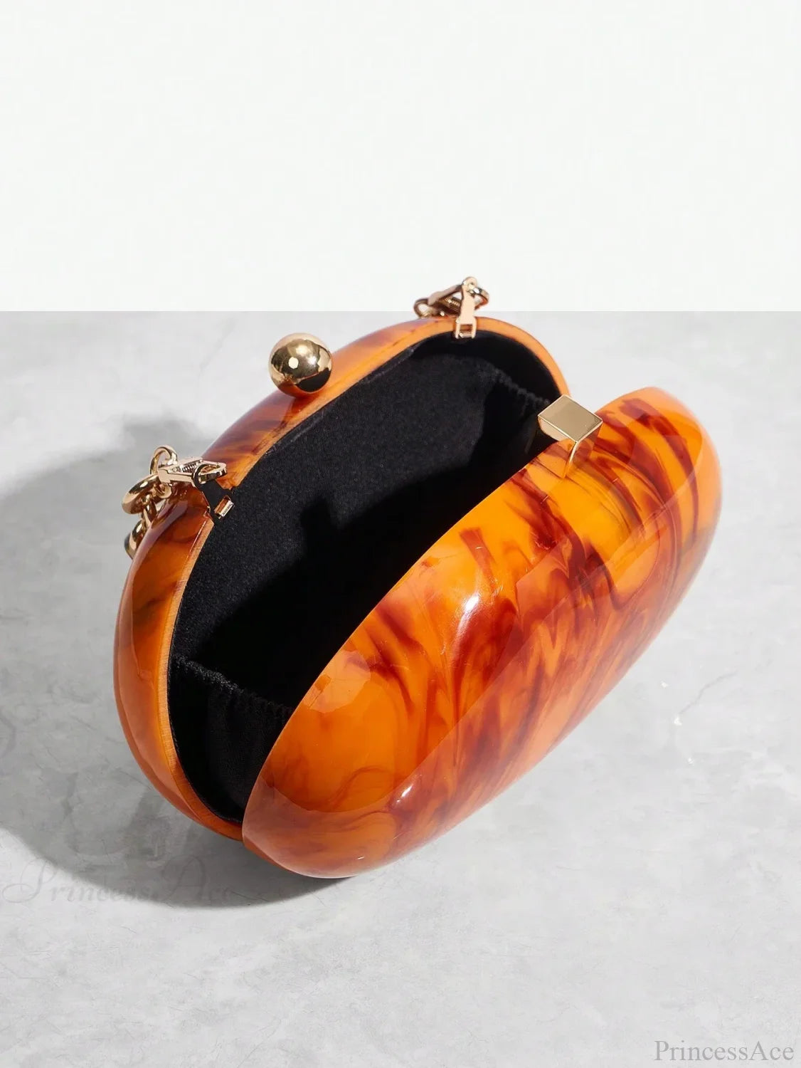Pearl Brown Orange Acrylic Box Evening Clutch Bag clutchbag-250126