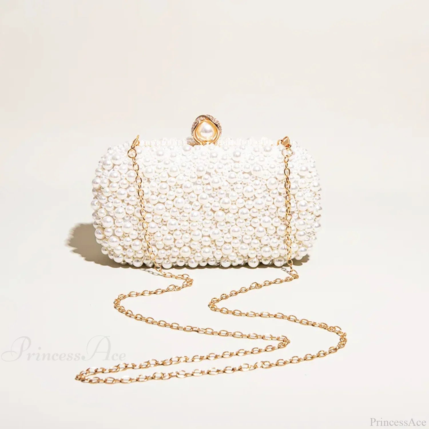 Pearl Crystal Beaded Evening Wristlet Beige wristlet-250126