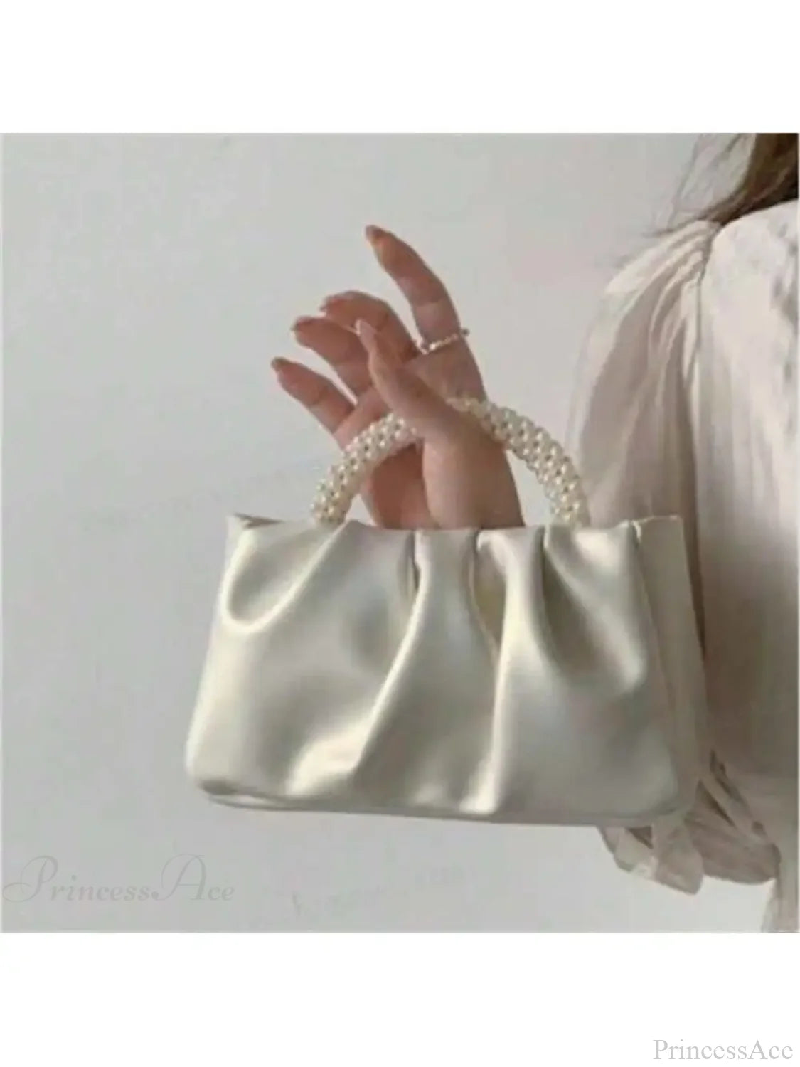 Pearl Decoration Square Clutch Wristlet WHITE wristlet-250126