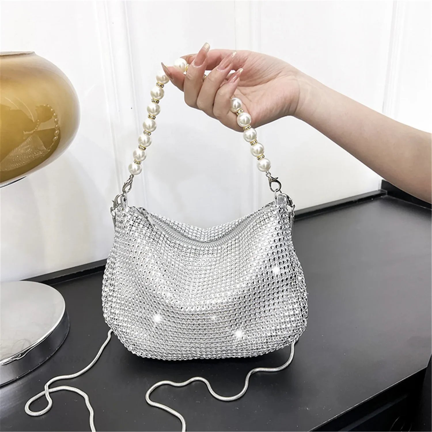 Pearl Rhinestone Delicate Shoulder Bag Party Handbag handbag-250126