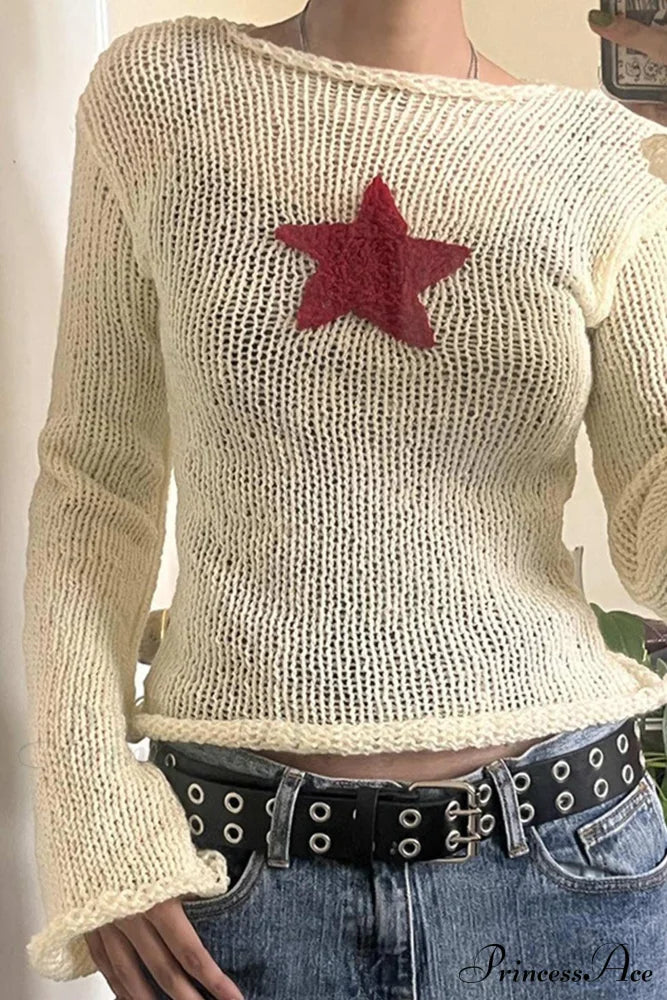 Pentagram Jacquard Crimping Jumper Beige / L Sweaters-L