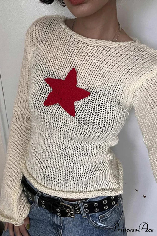 Pentagram Jacquard Crimping Jumper Beige / M Sweaters-L