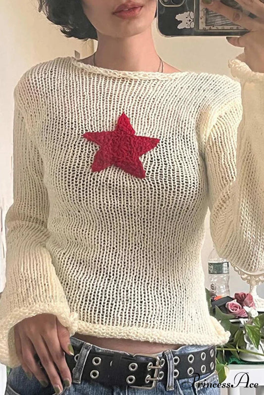 Pentagram Jacquard Crimping Jumper Beige / S Sweaters-L