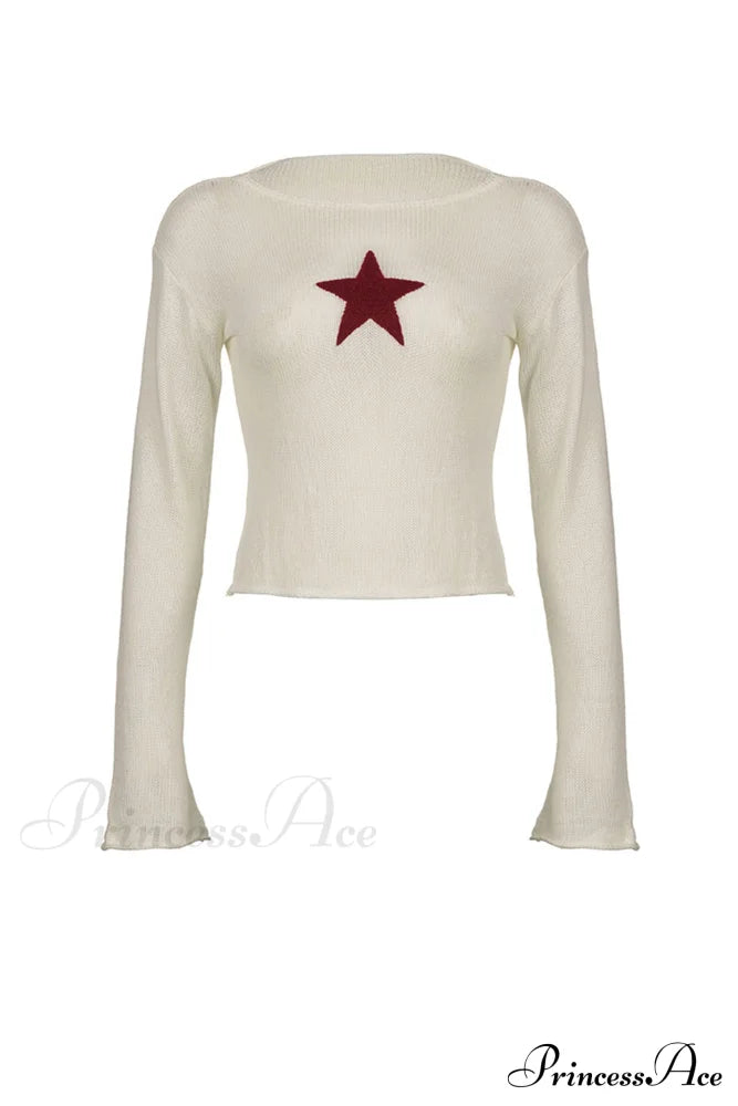 Pentagram Jacquard Crimping Jumper Sweaters-L