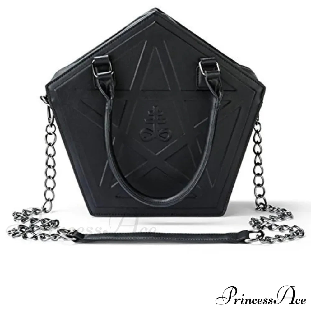 Pentagram Punk Darkness Gothic Soft Leather High Quality Chain Bag Halloween