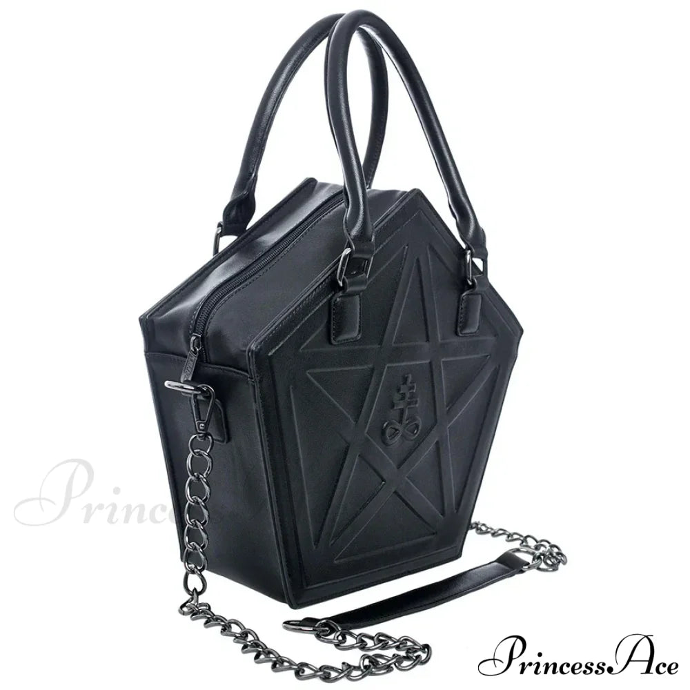 Pentagram Punk Darkness Gothic Soft Leather High Quality Chain Bag Halloween