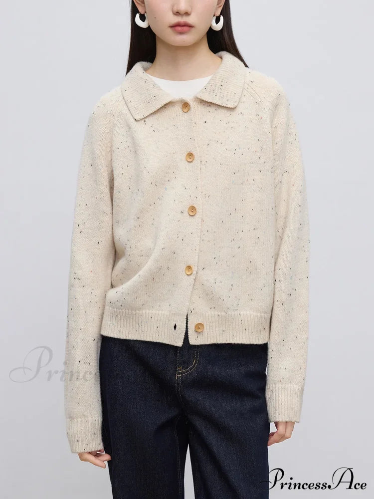 Petite Retro Lapel Knit Cardigan For Early Autumn Red Christmas Sweater Sweaters-L