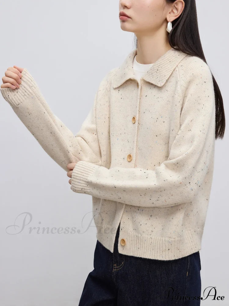 Petite Retro Lapel Knit Cardigan For Early Autumn Red Christmas Sweater Sweaters-L