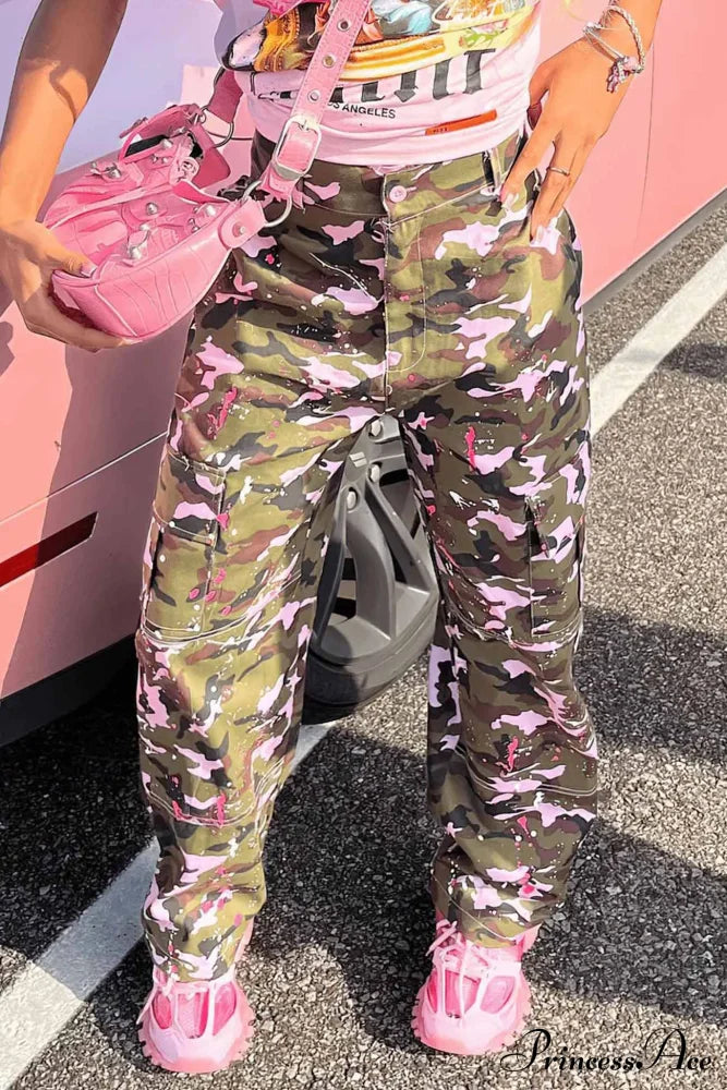 Pink Camo High Waist Pants / Xs