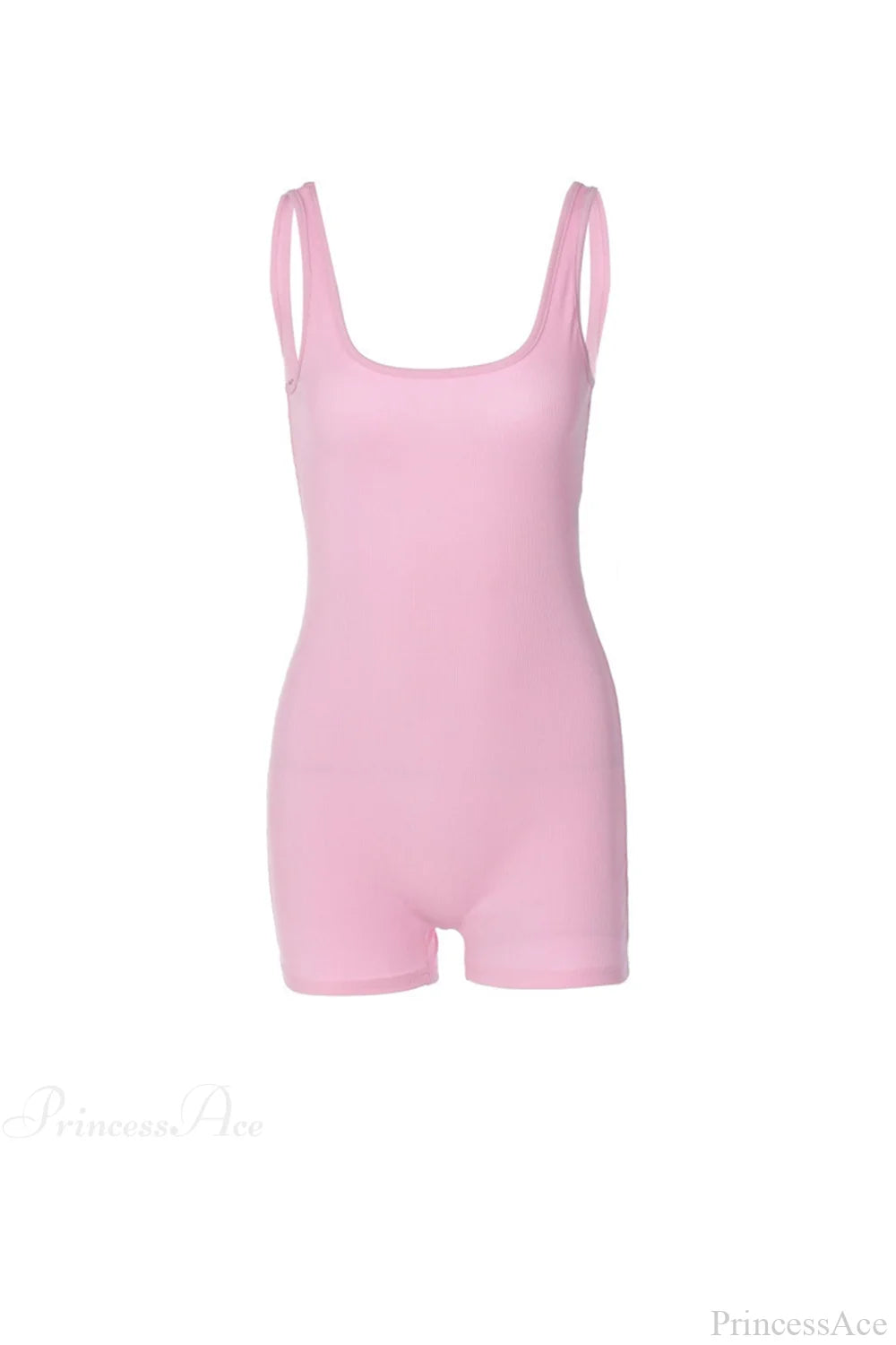 Pink Crisscross Back Rompers With Scoop Neck