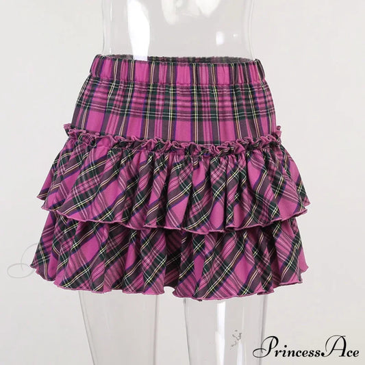 Pink Japanese College Youth Girl Plaid High Waist Slim Skirt Pink / S Halloween