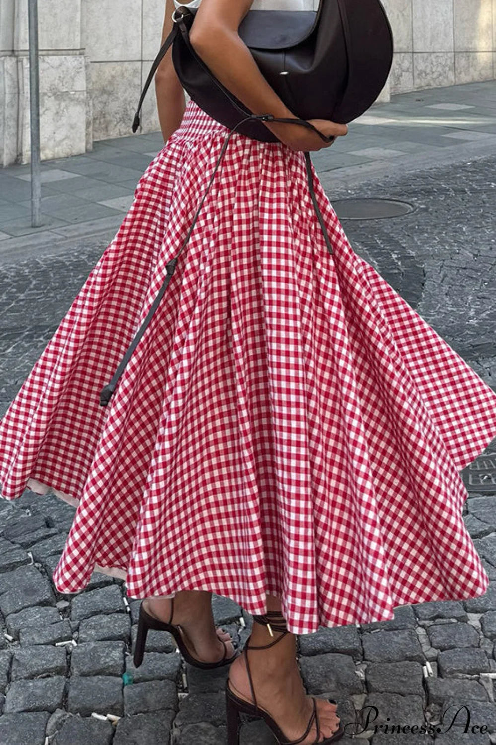 Pink Plaid Maxi Skirt