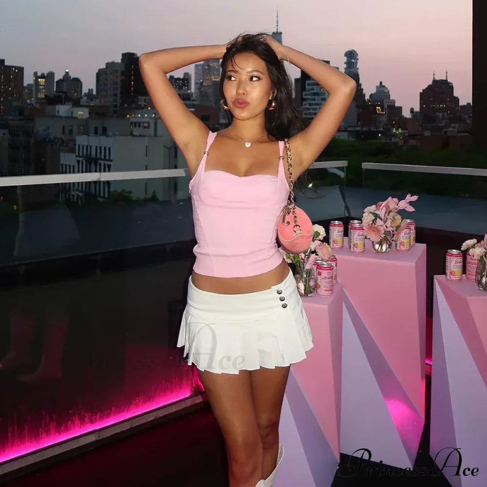 Pink Strappy Stylish Crop Top