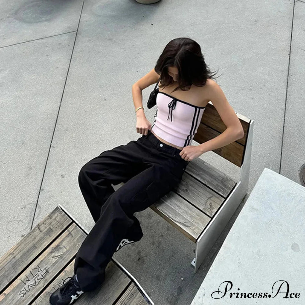 Pink Stripe Stylish Tube Top Women’s