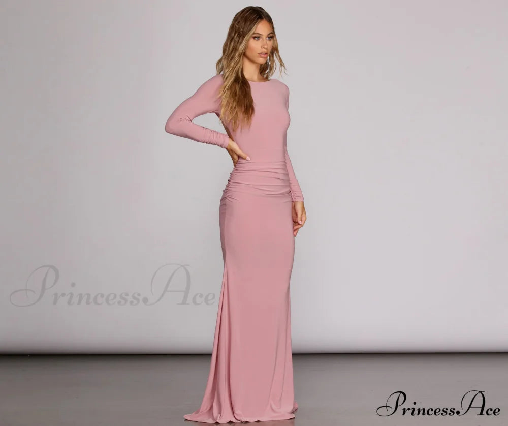 Piper Ruched Open Back Gown - Lady Occasions
