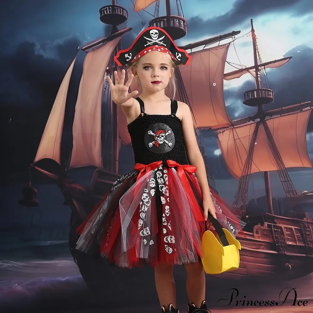 Pirate Caribbean Halloween Gothic Carnival Cosplay Tutu Kid Costume