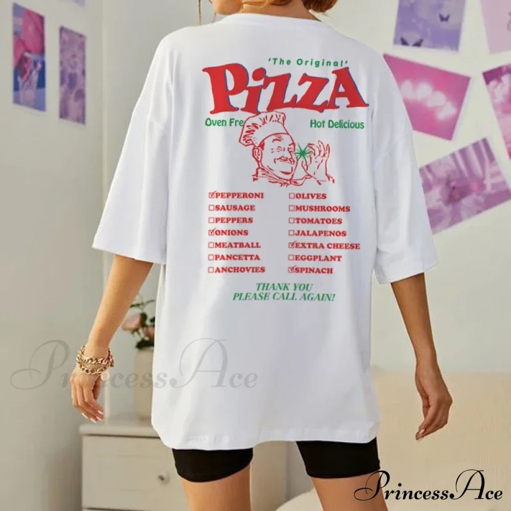 Pizza Back Stylish Print Graphic Tee Tees