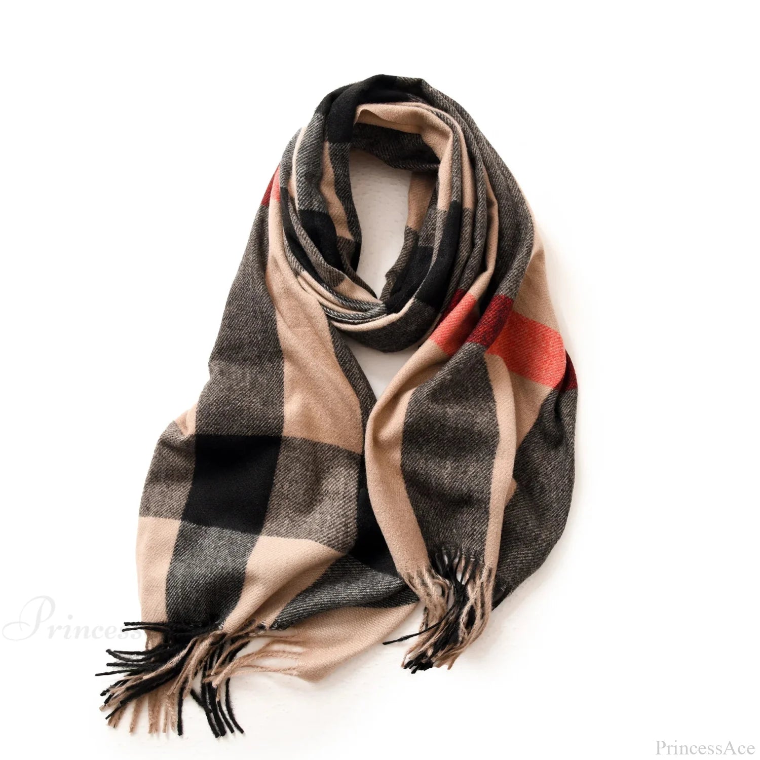 Plaid Blanket Thick Winter Warm Shawl Set Scarf Camle 2 Scarfs-L