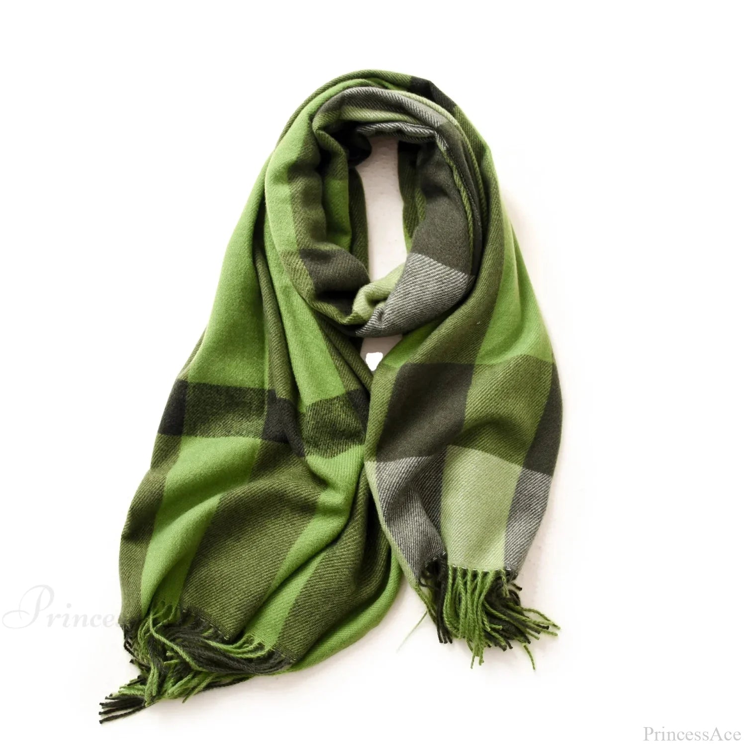 Plaid Blanket Thick Winter Warm Shawl Set Scarf Green Scarfs-L