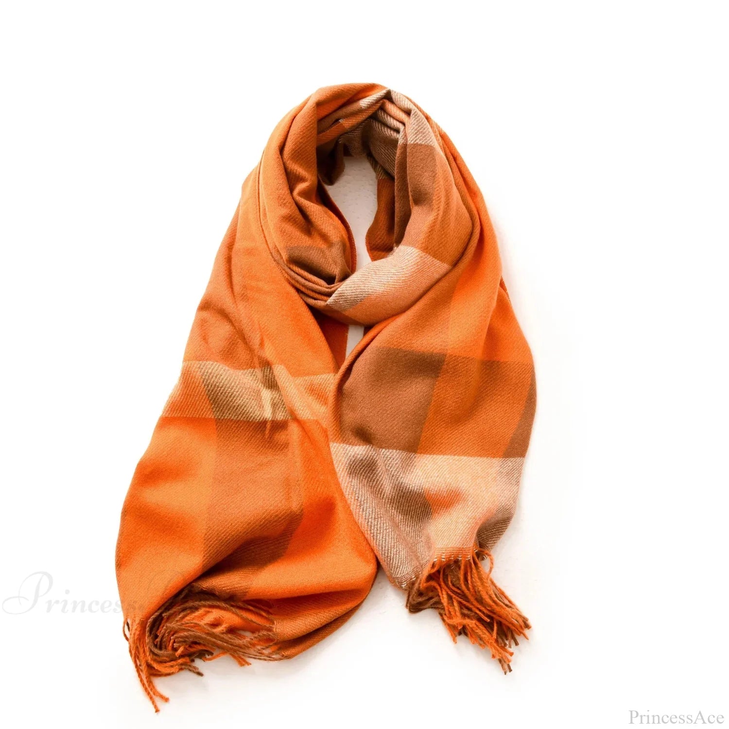 Plaid Blanket Thick Winter Warm Shawl Set Scarf Orange Scarfs-L