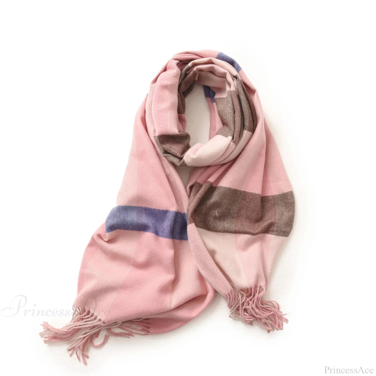 Plaid Blanket Thick Winter Warm Shawl Set Scarf Pink Scarfs-L