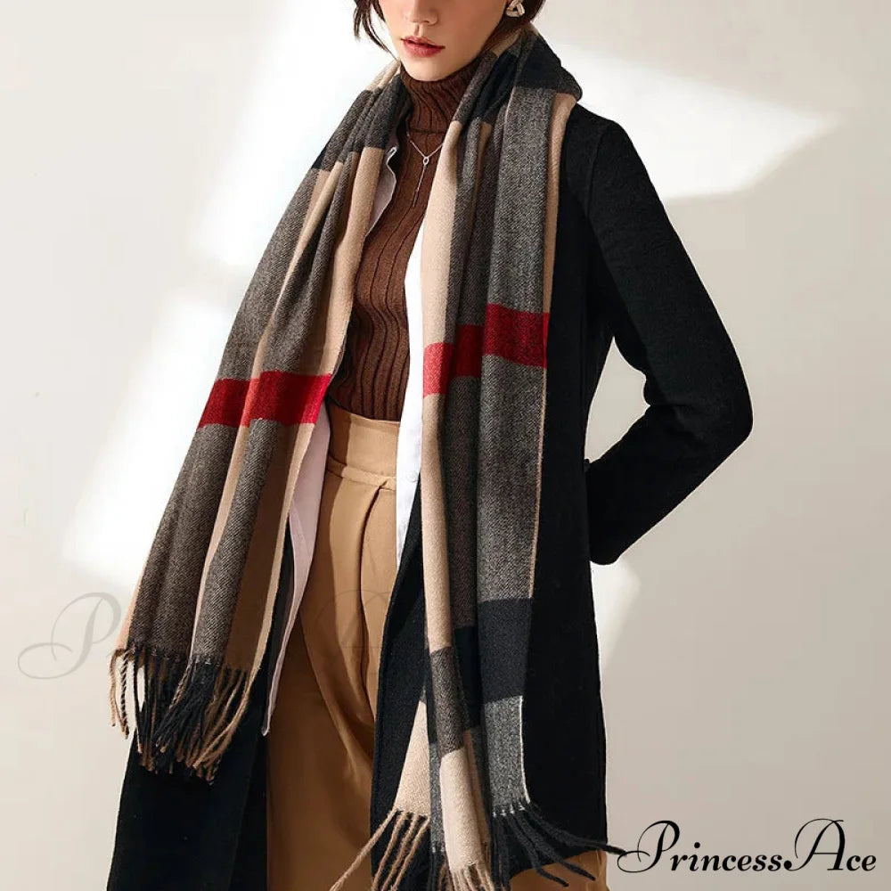 Plaid Blanket Thick Winter Warm Shawl Set Scarf Scarfs-L