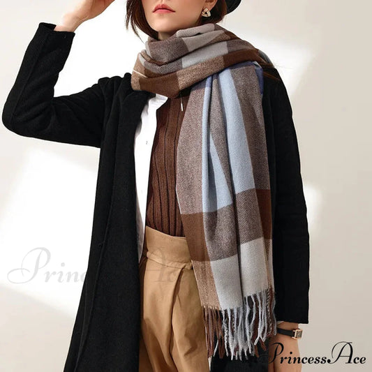 Plaid Blanket Thick Winter Warm Shawl Set Scarf Scarfs-L