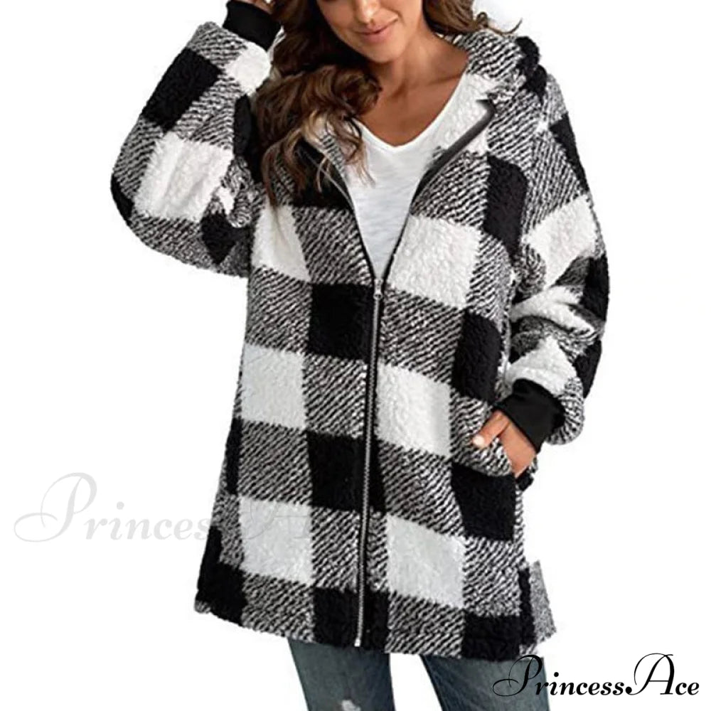 Casual Plaid Coat Black best Best Sellings cardigan cardigans clothes Plus Size Sale tops Topseller