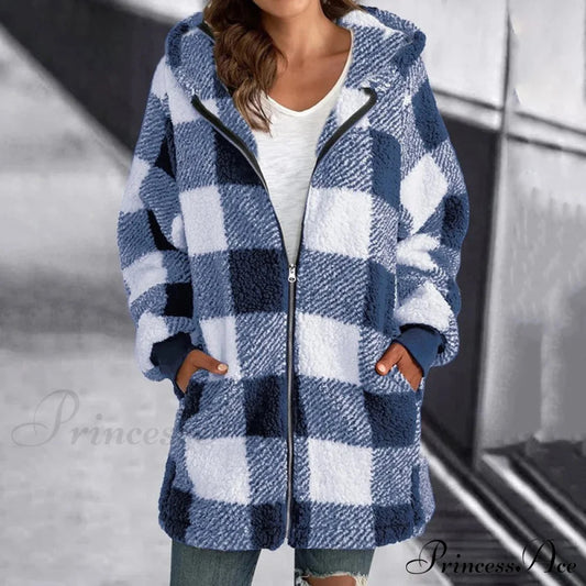 Casual Plaid Coat Blue best Best Sellings cardigan cardigans clothes Plus Size Sale tops Topseller