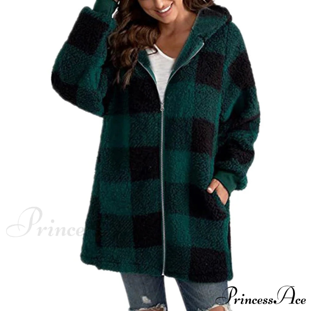 Casual Plaid Coat Green best Best Sellings cardigan cardigans clothes Plus Size Sale tops Topseller