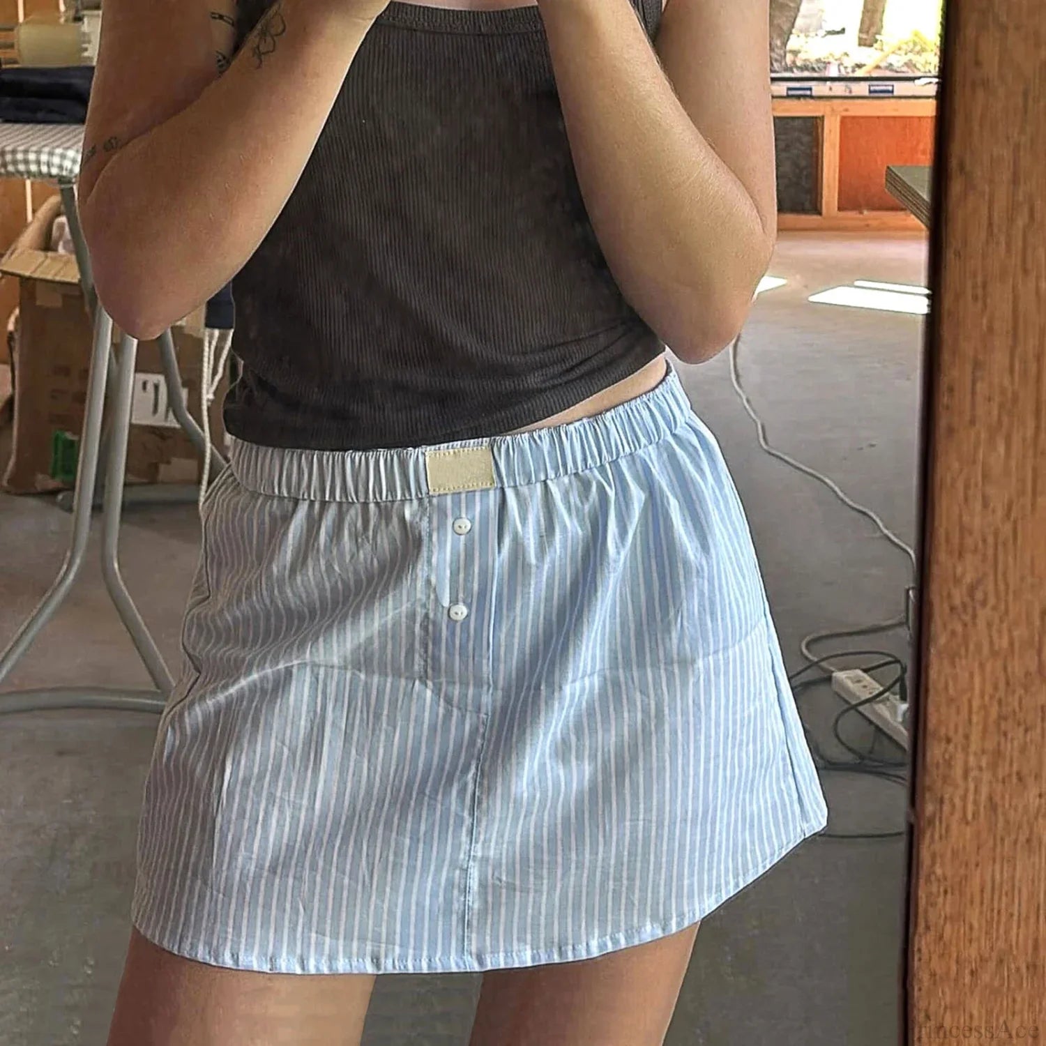 Plaid Gingham Low Rise Skirt blue / S skirts-250223