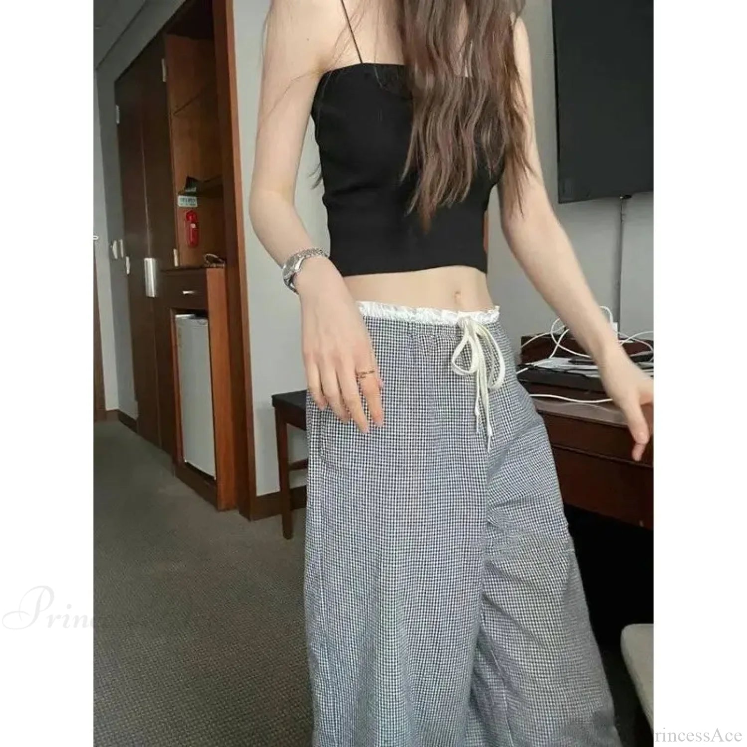 Plaid High Waist Baggy Pants