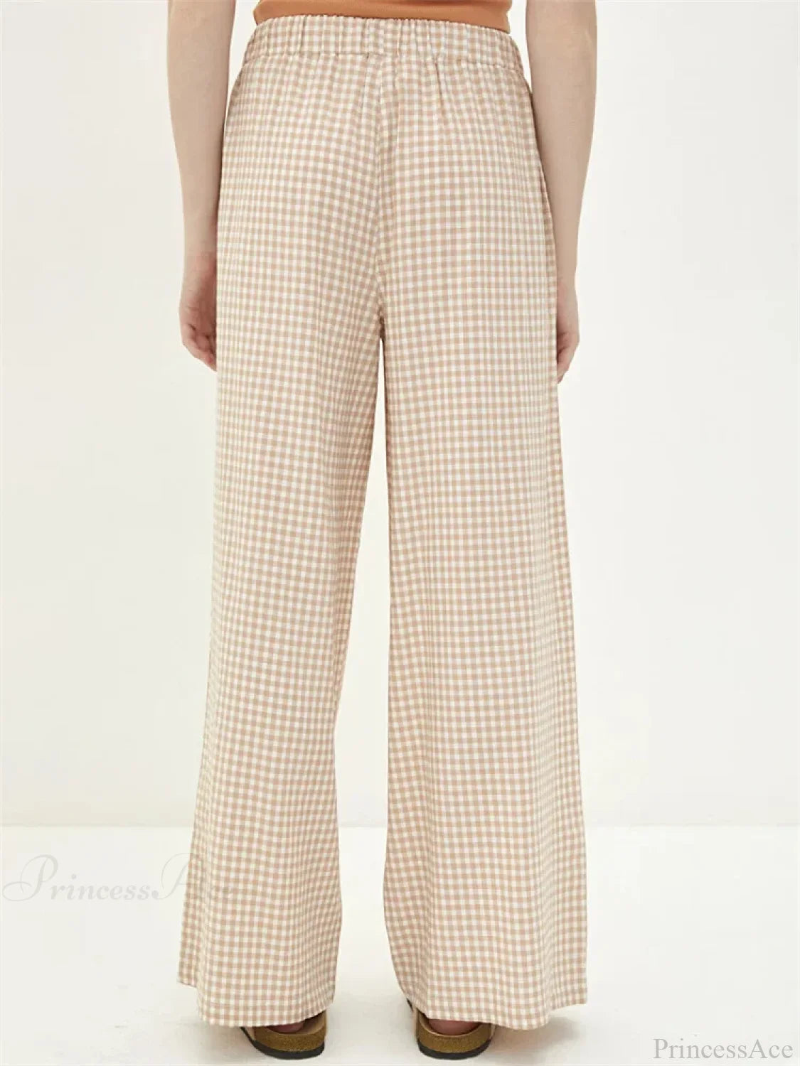 Plaid High-Waisted Drawstring Wide Leg Streetwear Pant pant-250223