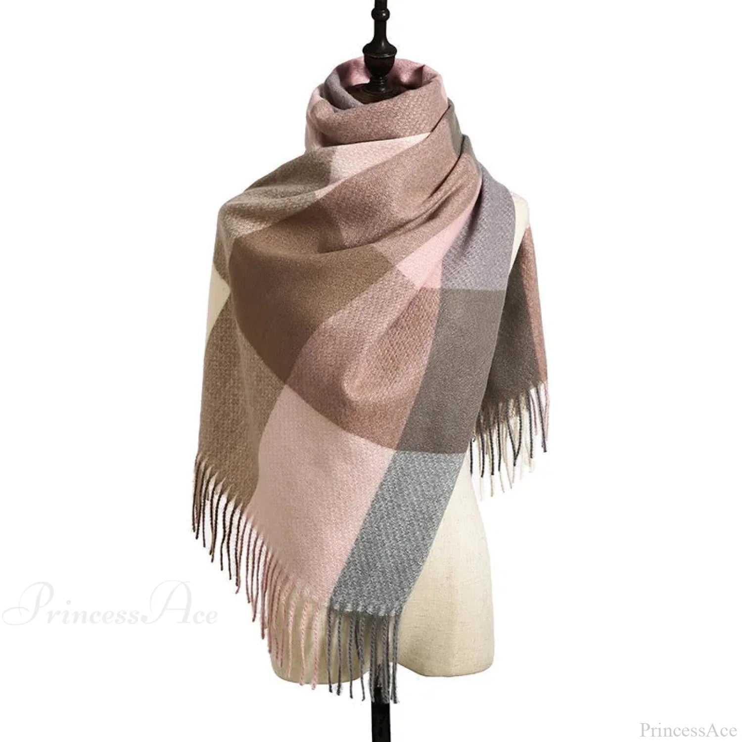 Plaid Hijab Korean Style Cashmere Winter Scarf - Black White Green Yellow Pink Scarfs-L