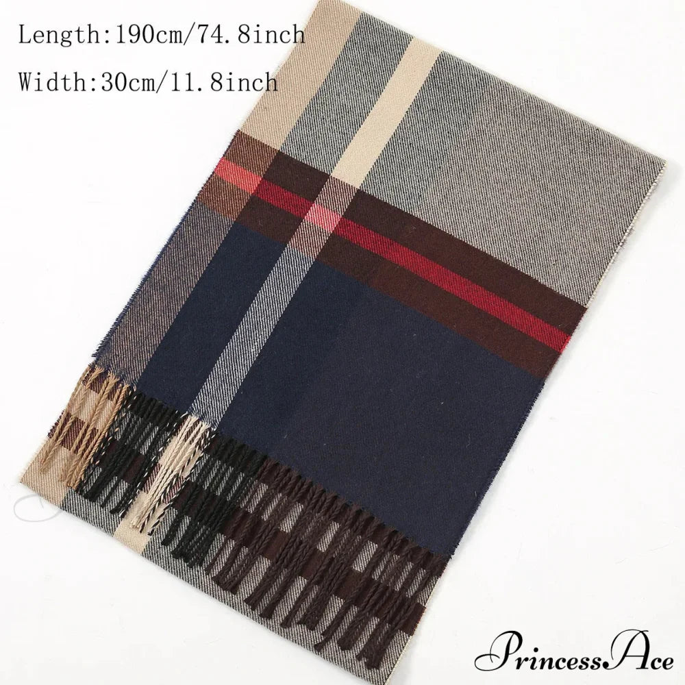 Plaid Print Cashmere Winter Pashmina Scarf - Luxury Travel Essential Scarfs-L