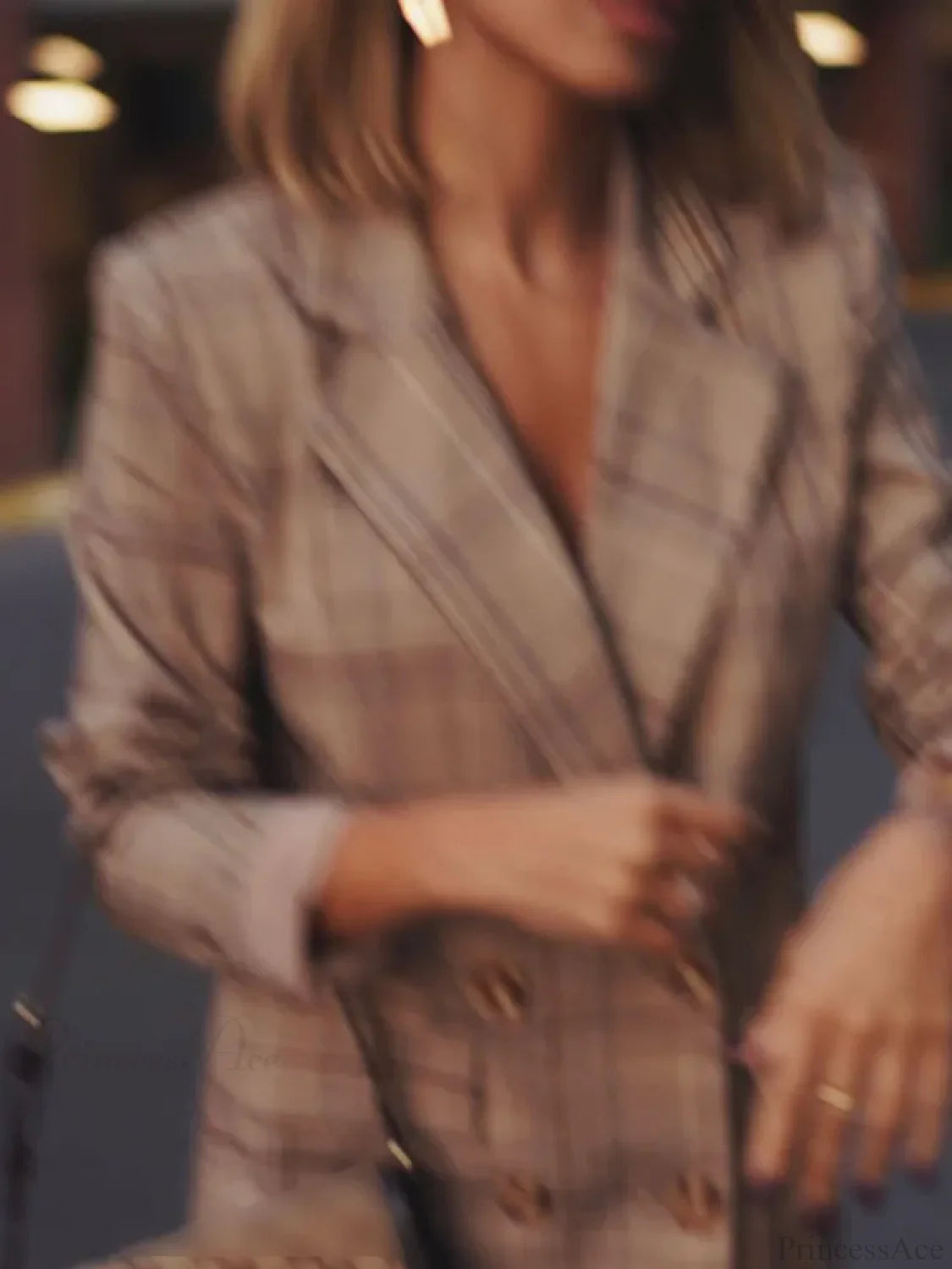 Plaid Print Slim Suit Coat