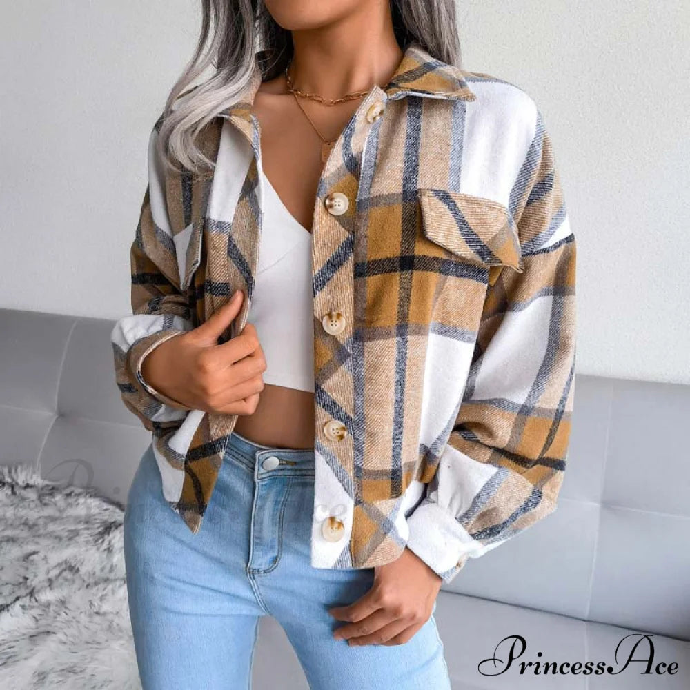 Vintage Plaid Jacket Khaki best Best Sellings cardigan cardigans clothes Sale tops Topseller