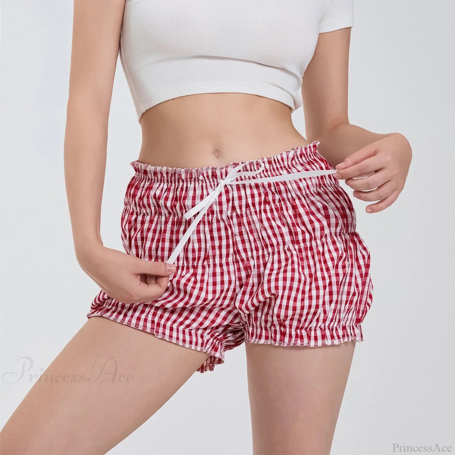 Plaid Ruffled Pajama Bloomer Short short-250223