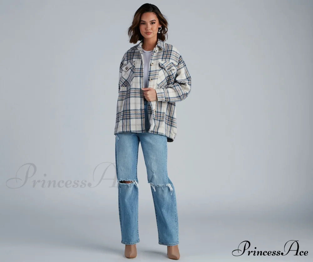 Plaid Shacket - Chill Out Casual Woven Jackets