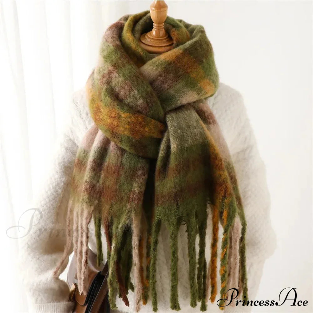 Plaid Striped Imitate Cashmere Outdoor Woman Scarf - Keep Warm And Soft Thick Scarfs-L